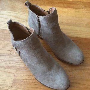 Women's Lucky Brand Suede Leather Taupe Ankle Boots Size 8 Medium